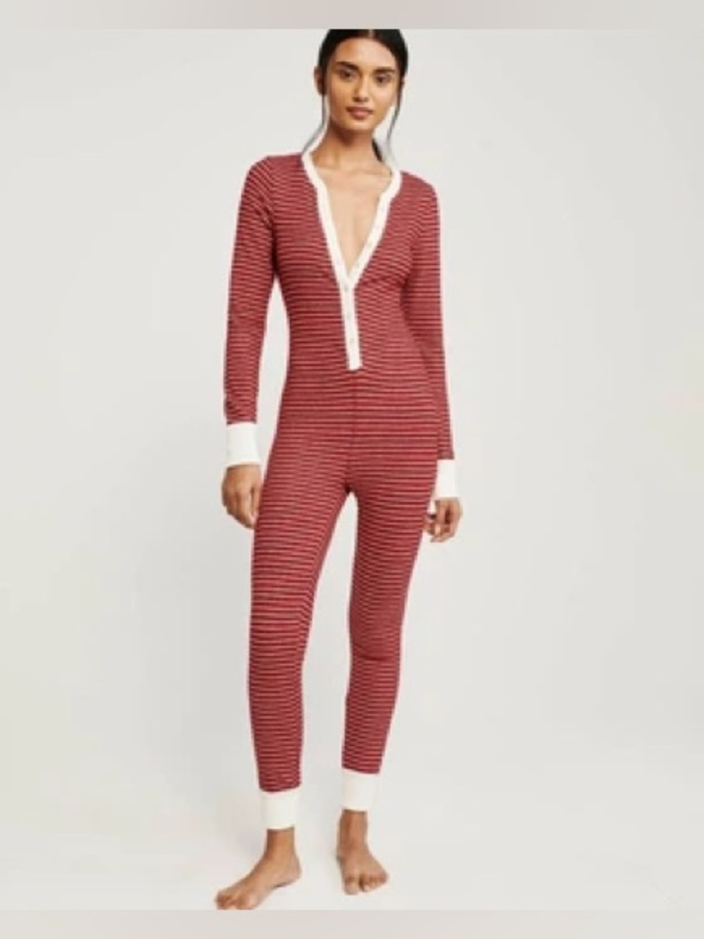 Abercrombie & Fitch Striped One Piece Pajama Womens Size Large